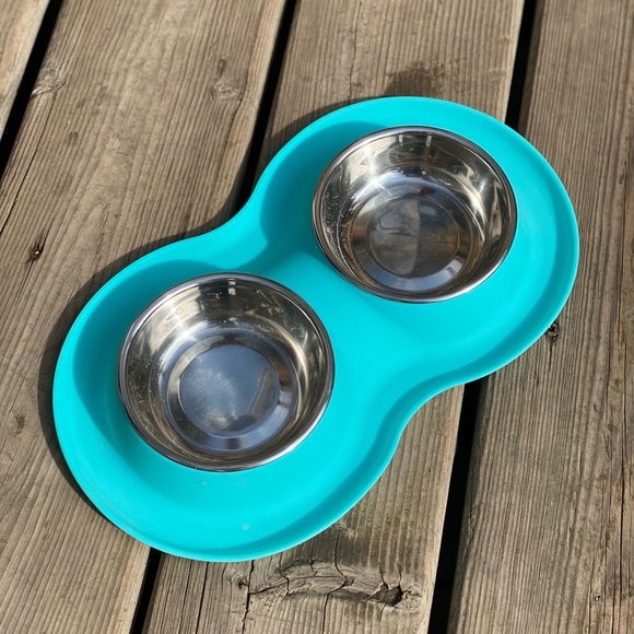 Fou Fou Dog Silicone Dog/Cat Bowls Turquoise - Picture 1 of 4